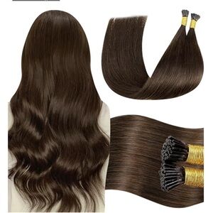 LaaVoo I Tip Hair Extensions Human Hair Medium Brown #4 Straight 20” 50s 50g